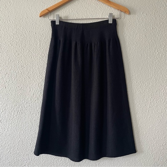 Elegant Vintage High Waisted A-Line Skirt Women’s 8 Black Pull On Elastic Waist - Picture 7 of 9